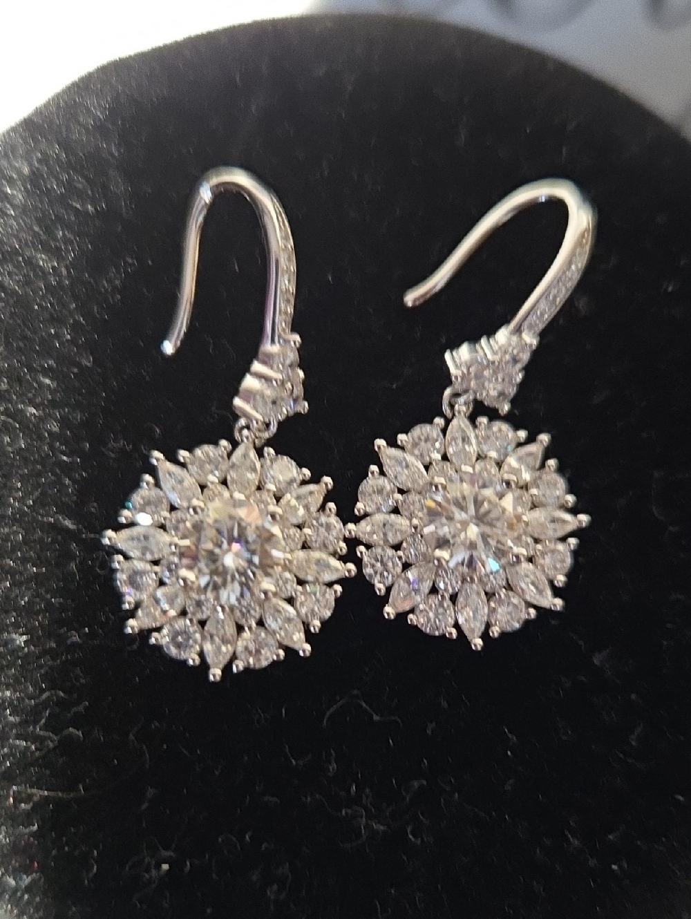 2 Ct Mossanite Halo Drop Earrings